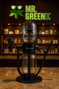 Stündenglass gravity bong at MrGreenDC cannabis dispensary in Washington DC – premium smoke accessory available for weed delivery and pickup at a dispensary near me